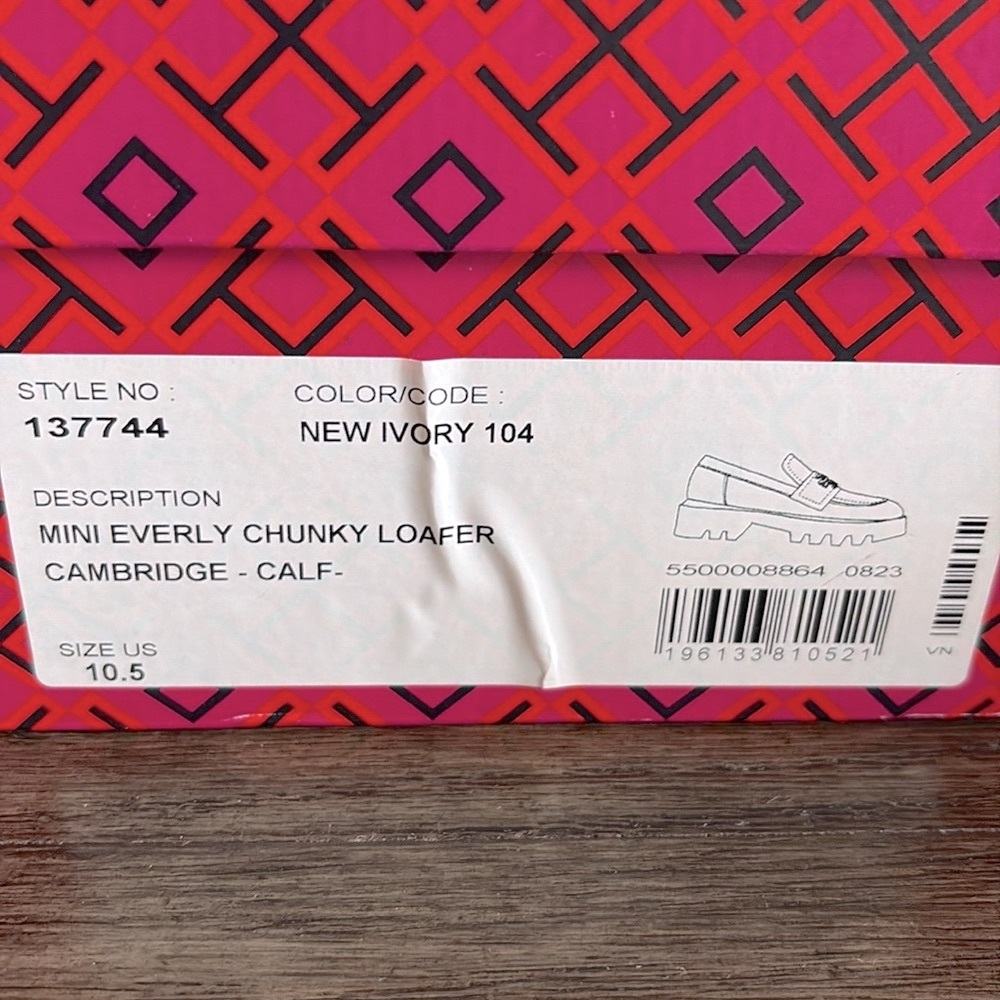 NIB [Tory Burch] Mini Everly Chunky Loafers Cambridge In New Ivory Women’s 10.5 - Picture 15 of 15